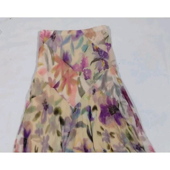 Anthropologie Asymmetrical Painterly Floral Midi Skirt - Picture 6 of 7